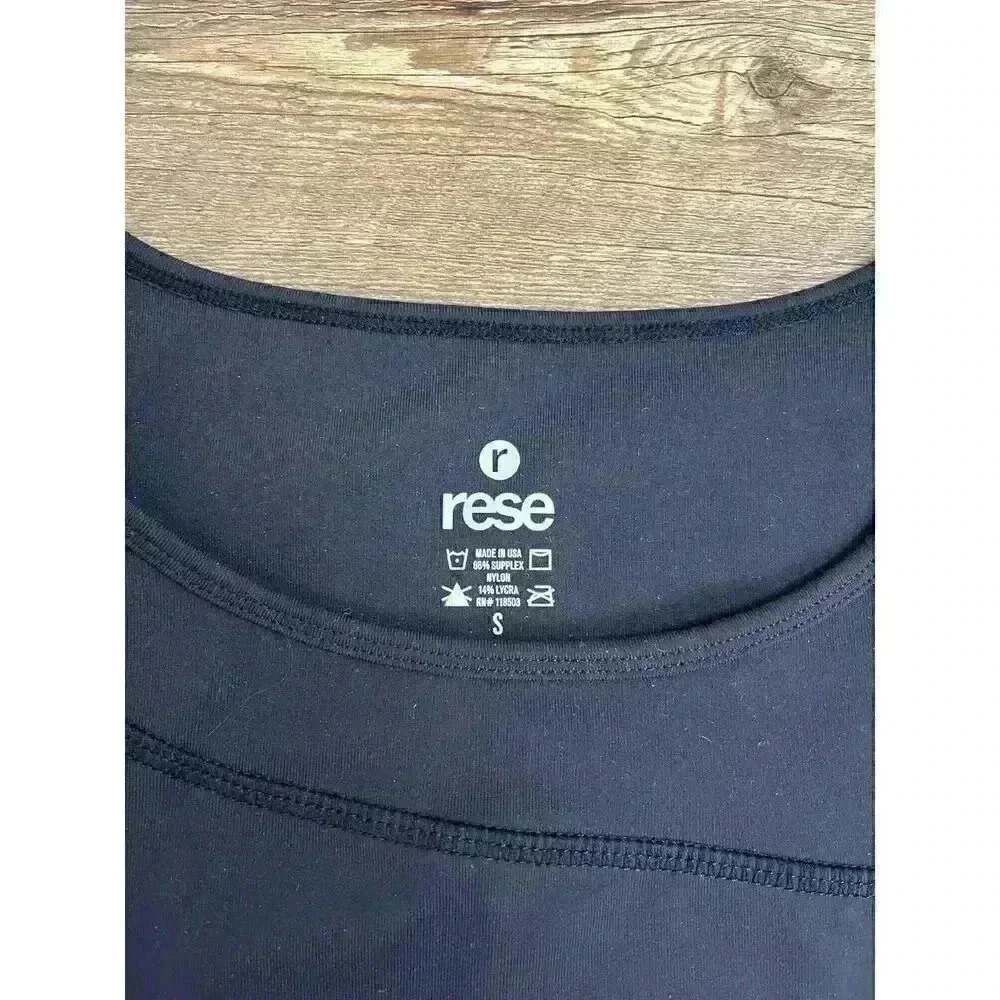 Rese Women's S Workout Tank Top Black Yoga Tennis Made In USA Stretch NWT - Picture 2 of 7